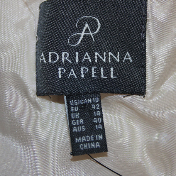 Adrianna Papell Sz 10 Tan Gold Rhinestones Belted Lined 100% Poly Acetate Dress