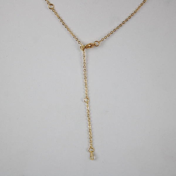 THERESA NEW Name Goldtone Rhinestone Accent 14.5" w 4.5" Multi Ring Ext Necklace