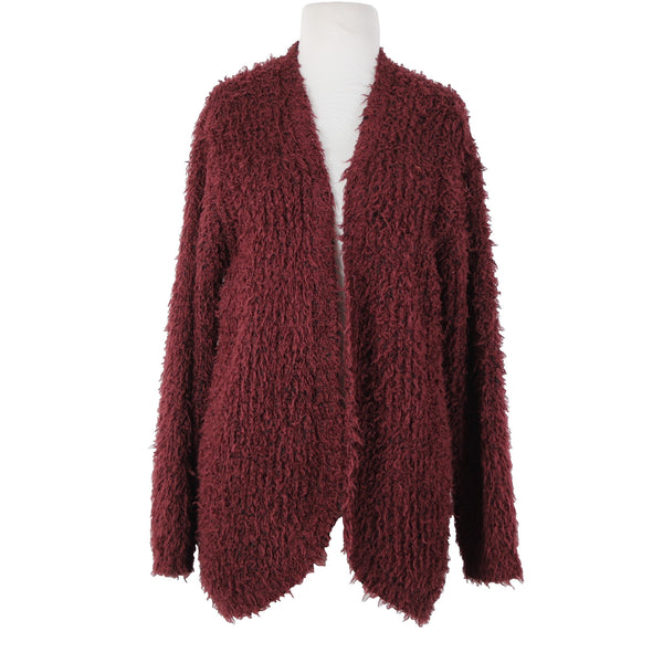 Kensie Sz S Burgundy Red Black Long Sleeve Polyester Acrylic Wrap Sweater