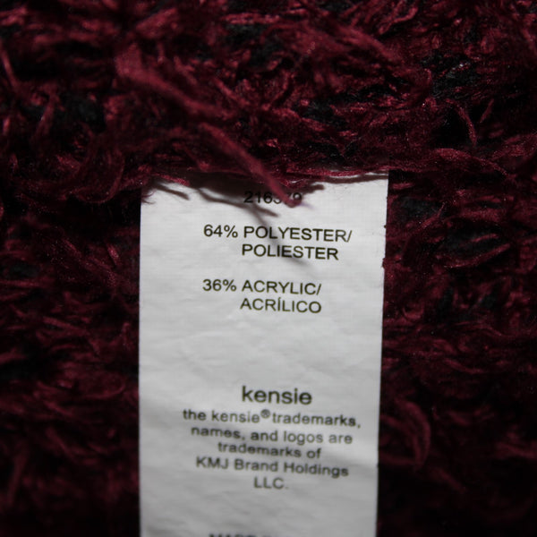 Kensie Sz S Burgundy Red Black Long Sleeve Polyester Acrylic Wrap Sweater