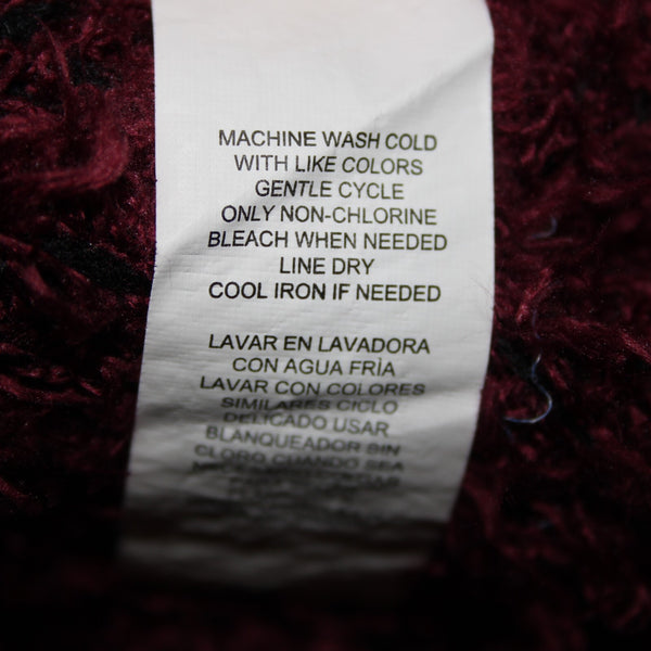 Kensie Sz S Burgundy Red Black Long Sleeve Polyester Acrylic Wrap Sweater