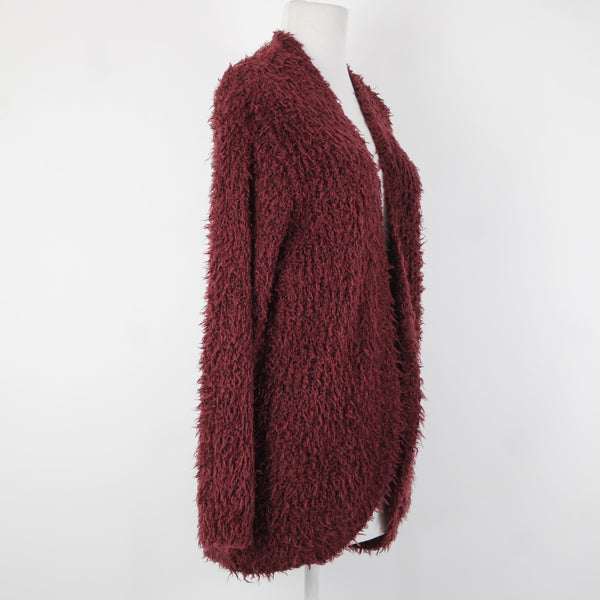 Kensie Sz S Burgundy Red Black Long Sleeve Polyester Acrylic Wrap Sweater