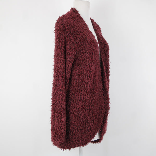 Kensie Sz S Burgundy Red Black Long Sleeve Polyester Acrylic Wrap Sweater