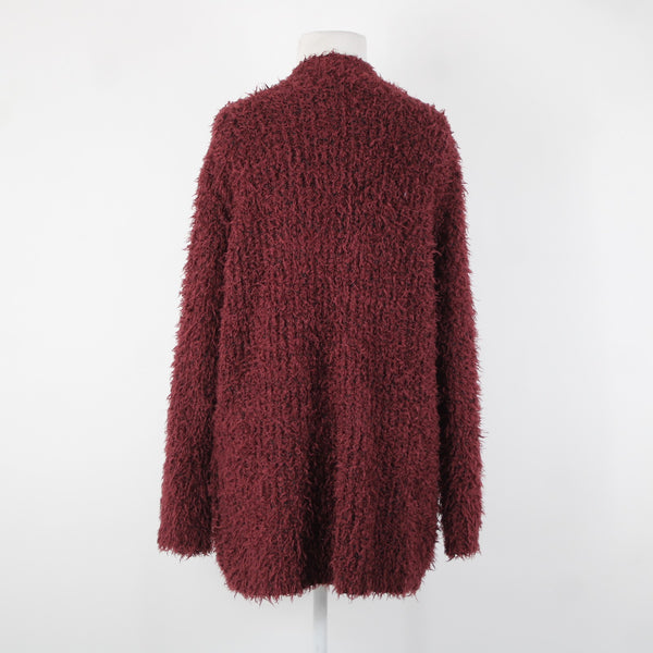 Kensie Sz S Burgundy Red Black Long Sleeve Polyester Acrylic Wrap Sweater