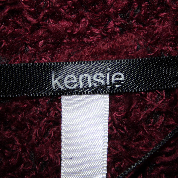 Kensie Sz S Burgundy Red Black Long Sleeve Polyester Acrylic Wrap Sweater