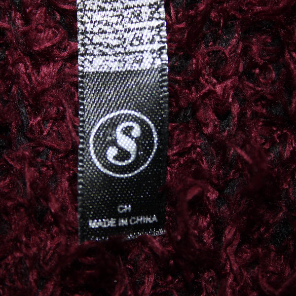 Kensie Sz S Burgundy Red Black Long Sleeve Polyester Acrylic Wrap Sweater