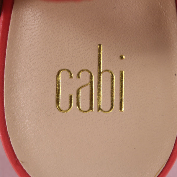 Cabi Heels Tip Toe Sz 7 M Hibiscus Red Knotted Rope Detail Polyester 4" Heels