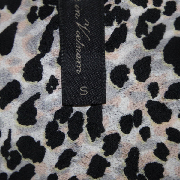 Bcbg Maxazria Top Sz S Black Brown Animal Print Draped Front 100% Polyester Top