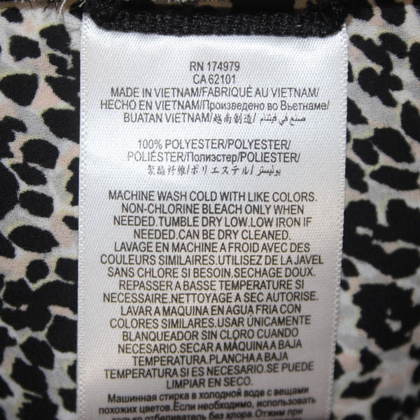 Bcbg Maxazria Top Sz S Black Brown Animal Print Draped Front 100% Polyester Top