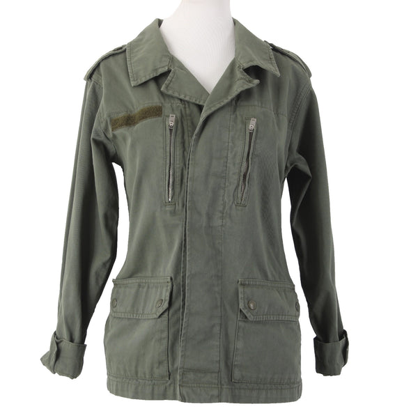 Top Ship Jacket Sz 4 Green Pockets Collared Denim 100% Cotton AS IS Jacket