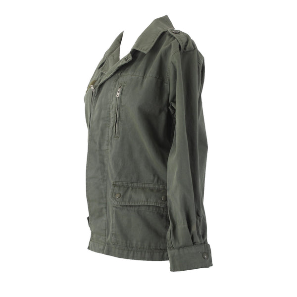 Top Ship Jacket Sz 4 Green Pockets Collared Denim 100% Cotton AS IS Jacket