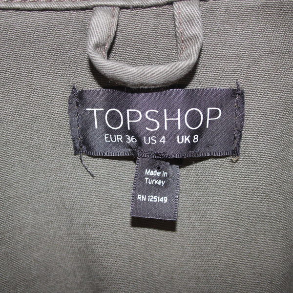 Top Ship Jacket Sz 4 Green Pockets Collared Denim 100% Cotton AS IS Jacket
