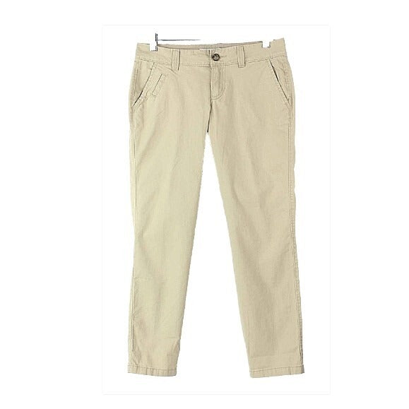Old Navy Boyfriend Pant Sz 2 x 27" Tan Cotton Spandex Slim 5 Pocket Trouser Pant