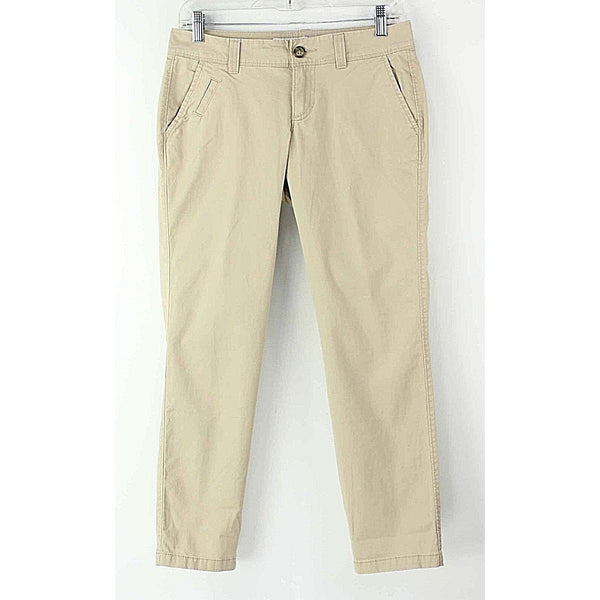 Old Navy Boyfriend Pant Sz 2 x 27" Tan Cotton Spandex Slim 5 Pocket Trouser Pant