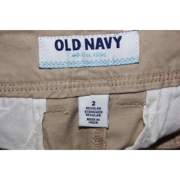 Old Navy Boyfriend Pant Sz 2 x 27" Tan Cotton Spandex Slim 5 Pocket Trouser Pant