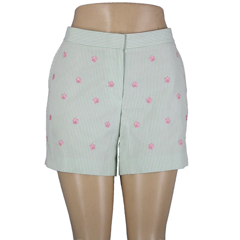 Brooks Brothers 346 Sz 8 x 5 Green White Pink Bees Embrdrd 100% Cotton Shorts