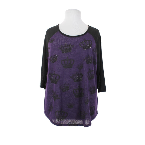 Lane Bryant Top NEW $45 Sz 18/20 Purple Black Crown Sheer 100% Polyester Top
