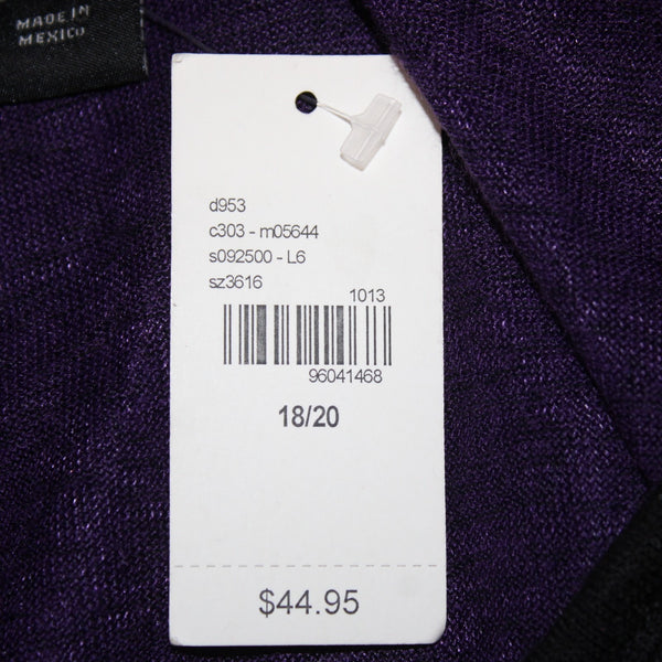 Lane Bryant Top NEW $45 Sz 18/20 Purple Black Crown Sheer 100% Polyester Top