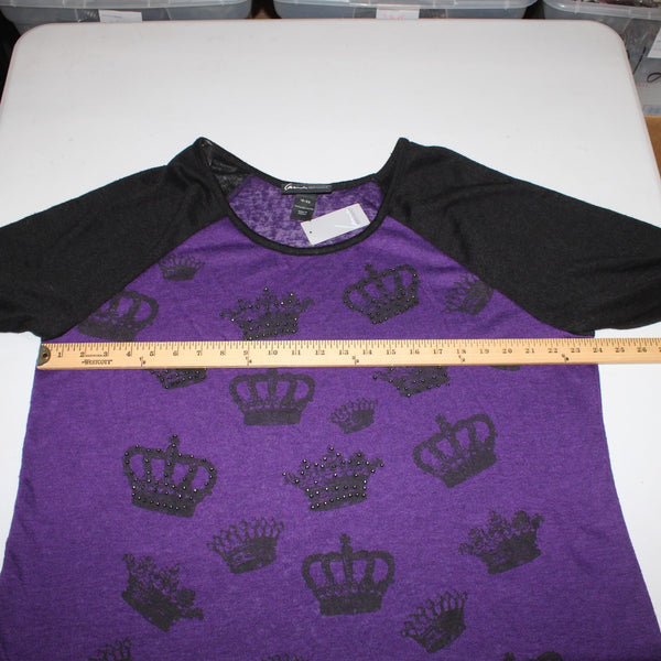 Lane Bryant Top NEW $45 Sz 18/20 Purple Black Crown Sheer 100% Polyester Top