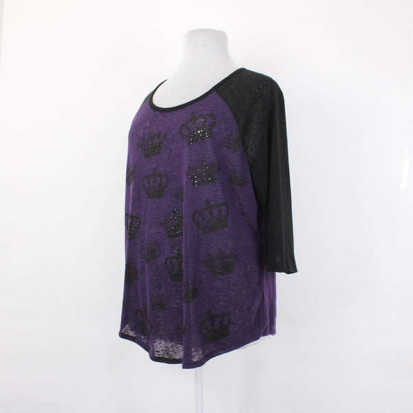 Lane Bryant Top NEW $45 Sz 18/20 Purple Black Crown Sheer 100% Polyester Top