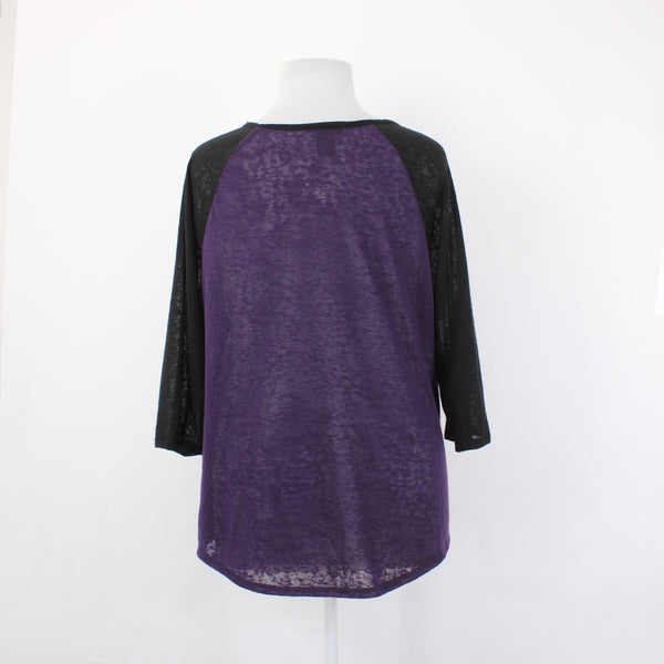 Lane Bryant Top NEW $45 Sz 18/20 Purple Black Crown Sheer 100% Polyester Top
