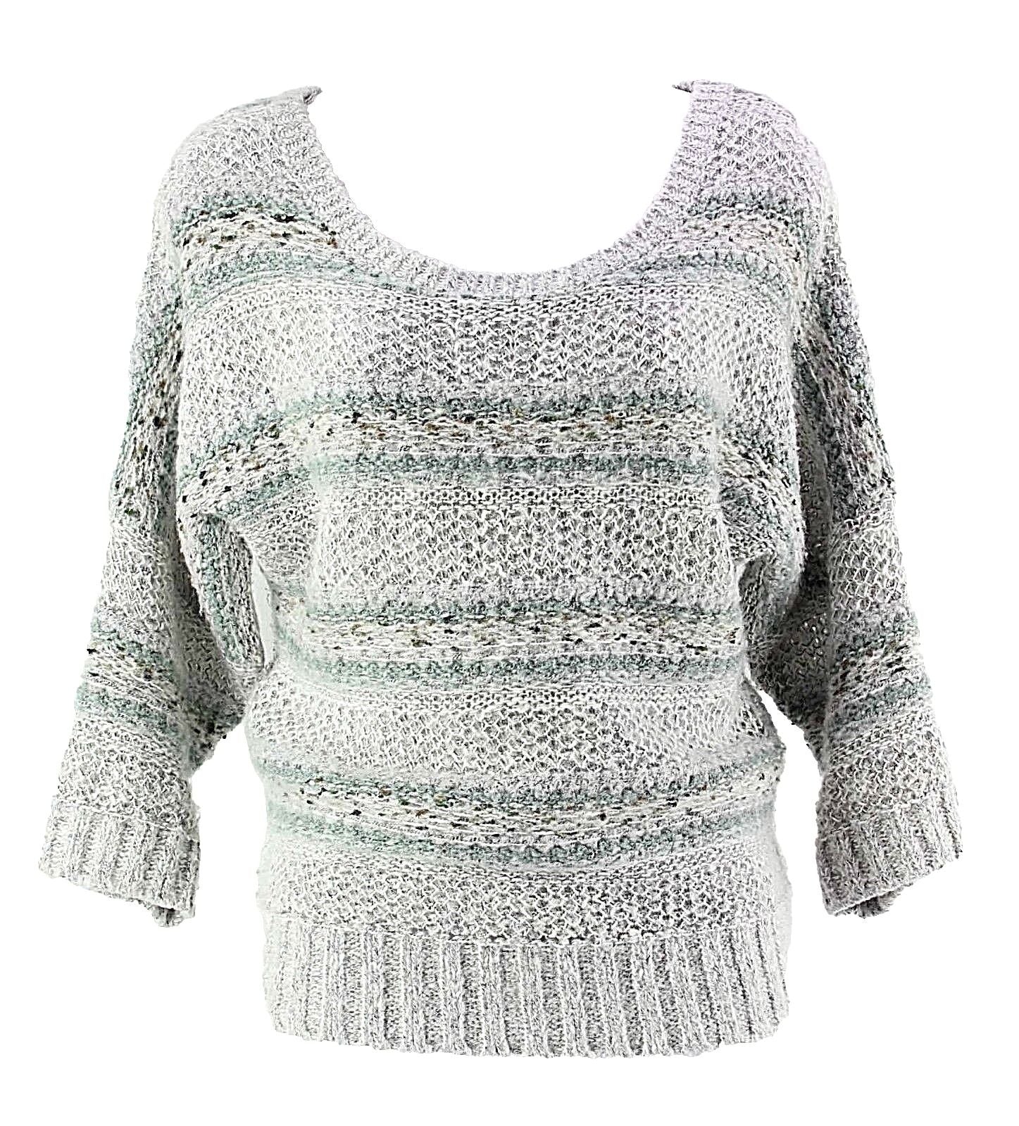 Maurices Sz S Gray White Moss Open Weave Acrylic Cotton Wool Blend Sweater