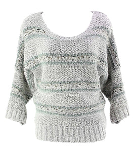 Maurices Sz S Gray White Moss Open Weave Acrylic Cotton Wool Blend Sweater