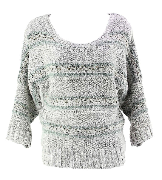 Maurices Sz S Gray White Moss Open Weave Acrylic Cotton Wool Blend Sweater