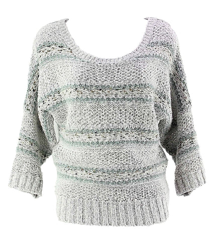 Maurices Sz S Gray White Moss Open Weave Acrylic Cotton Wool Blend Sweater