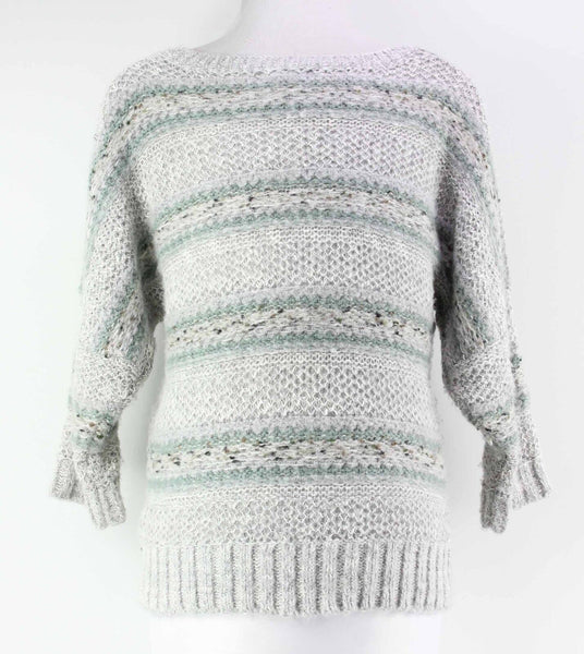 Maurices Sz S Gray White Moss Open Weave Acrylic Cotton Wool Blend Sweater