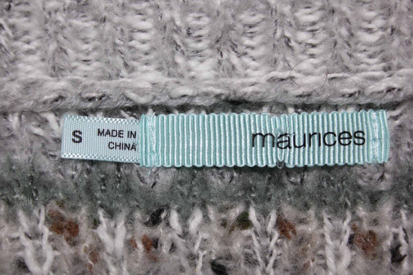 Maurices Sz S Gray White Moss Open Weave Acrylic Cotton Wool Blend Sweater