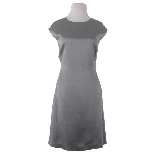 Theory Dress Sz 10 Gray Silver Lined Acetate Wool Viscose Polyester Dress