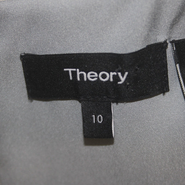 Theory Dress Sz 10 Gray Silver Lined Acetate Wool Viscose Polyester Dress