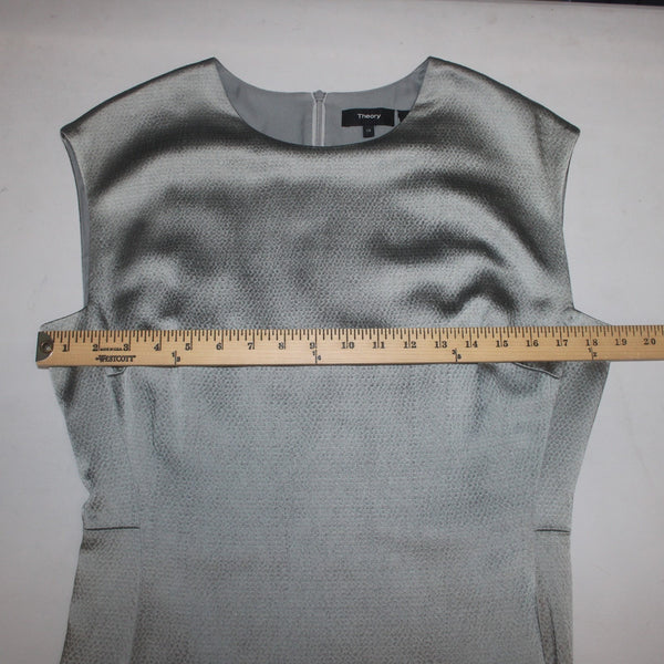 Theory Dress Sz 10 Gray Silver Lined Acetate Wool Viscose Polyester Dress