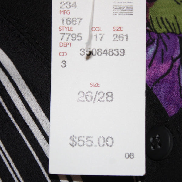 Avenue Top NEW $55 Sz 26/28 4X Black Multi Color Striped Floral 100% Poly Top