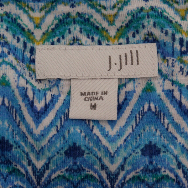 J Jill Sz M Aqua Multi Crossover Chest Gathered Long Rayon Blend Knit Maxi Dress