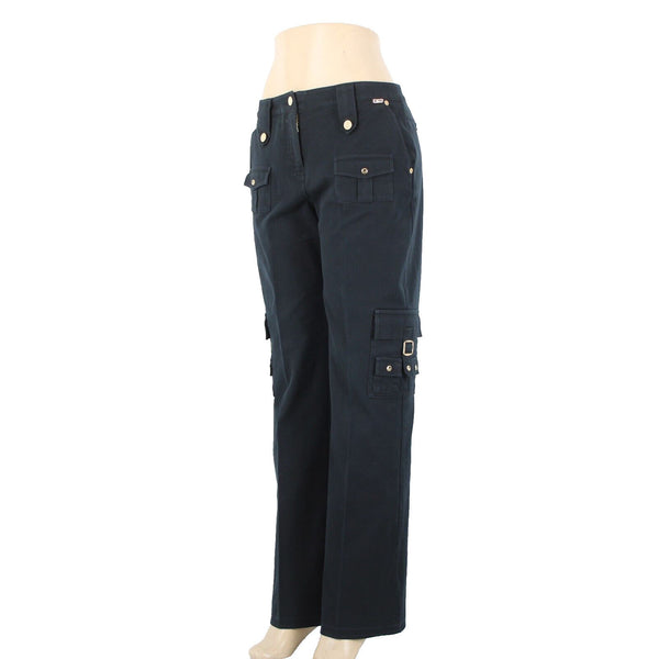 St John Sport Essentials Sz 10 x 33 Dark Navy Gold Cargo Sporty Pockets Pant
