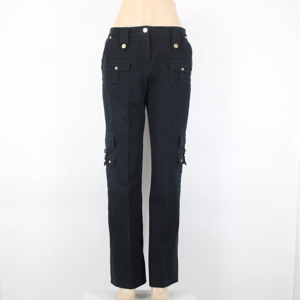 St John Sport Essentials Sz 10 x 33 Dark Navy Gold Cargo Sporty Pockets Pant