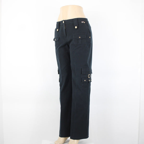 St John Sport Essentials Sz 10 x 33 Dark Navy Gold Cargo Sporty Pockets Pant