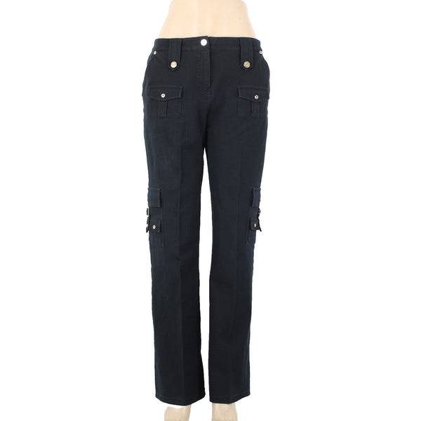 St John Sport Essentials Sz 10 x 33 Dark Navy Gold Cargo Sporty Pockets Pant