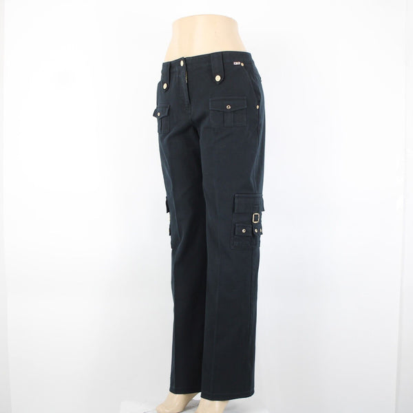 St John Sport Essentials Sz 10 x 33 Dark Navy Gold Cargo Sporty Pockets Pant
