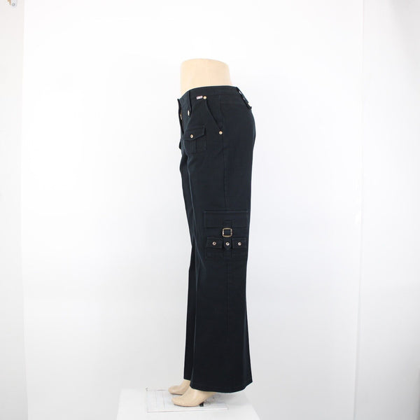 St John Sport Essentials Sz 10 x 33 Dark Navy Gold Cargo Sporty Pockets Pant