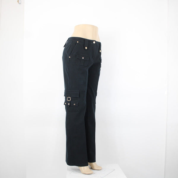 St John Sport Essentials Sz 10 x 33 Dark Navy Gold Cargo Sporty Pockets Pant