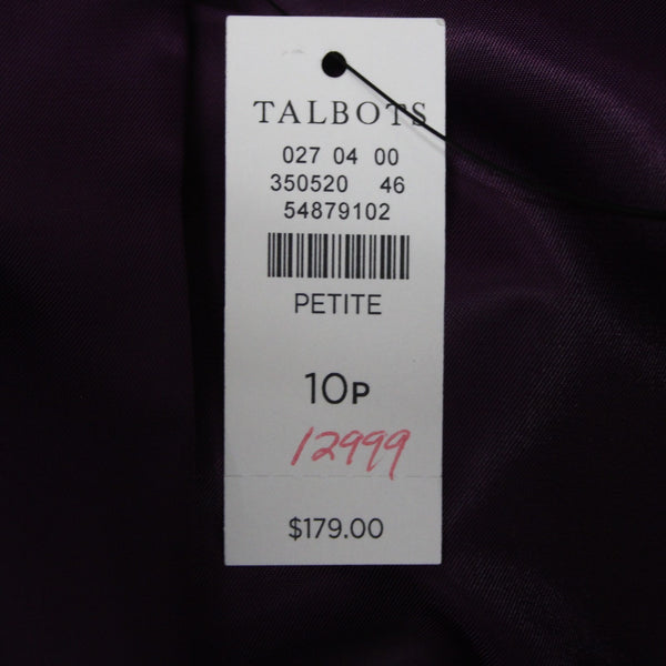 Talbots NEW $129 Sz 10P Purple Perfect Pocket Poly Blnd Poly Lined Blazer Jacket