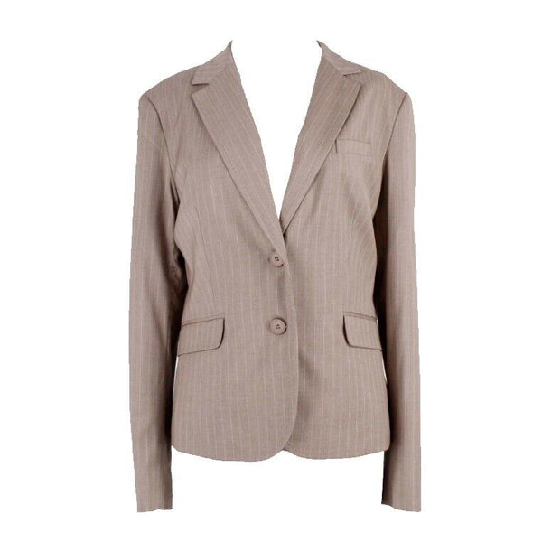 New York And Company NEW $75 Sz 14 Brown White Pinstriped Faux Pockets Blazer