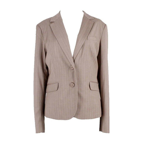 New York And Company NEW $75 Sz 14 Brown White Pinstriped Faux Pockets Blazer