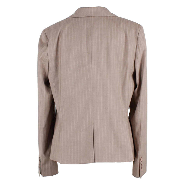 New York And Company NEW $75 Sz 14 Brown White Pinstriped Faux Pockets Blazer