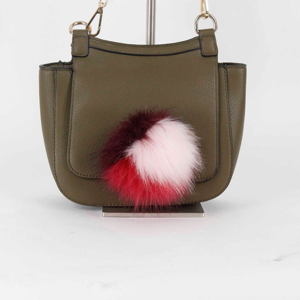 Jules Kae NWT $78 7 X 10 X 3 Olive Multi Vegan Leather Pom Pom Crossbody Purse