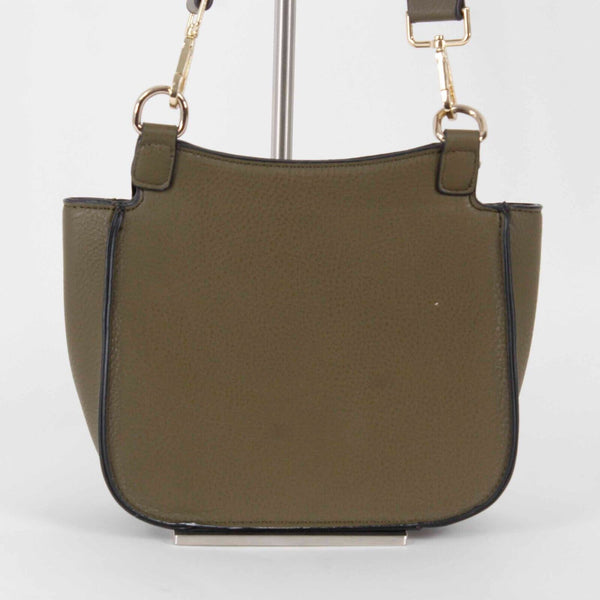 Jules Kae NWT $78 7 X 10 X 3 Olive Multi Vegan Leather Pom Pom Crossbody Purse