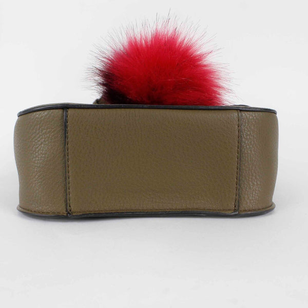 Jules Kae NWT $78 7 X 10 X 3 Olive Multi Vegan Leather Pom Pom Crossbody Purse